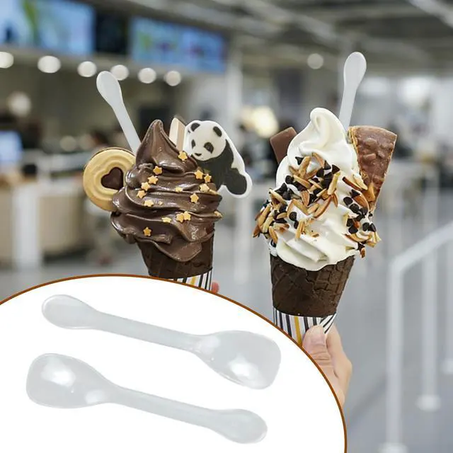 Alt view image 2 of 7 - 30 Pieces Plastic Caviar Spoons, Small Disposable Dessert Spoons for Sampling, Tasting, Ice Cream Cup, Party Supplies (30, Clear)