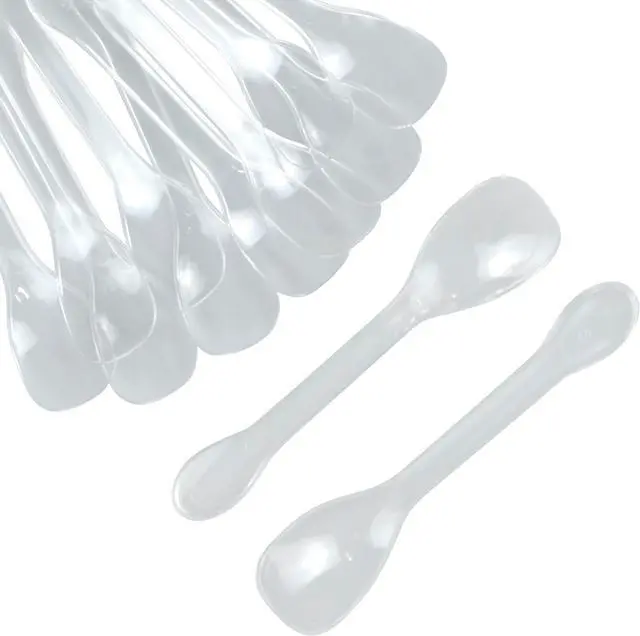 Main image of 30 Pieces Plastic Caviar Spoons, Small Disposable Dessert Spoons for Sampling, Tasting, Ice Cream Cup, Party Supplies (30, Clear)
