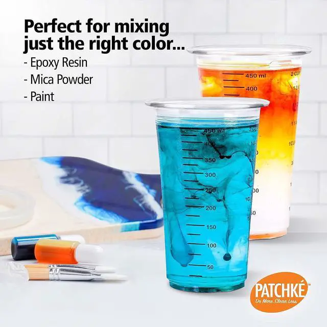 Alt view image 5 of 7 - 16 Oz - 2 Cup 450 ML - Disposable Measuring Cups - Plastic Graduated Mixing Cups - for Mixing Resin/Epoxy, Paint, Cooking, Baking and Crafts (12 pack)