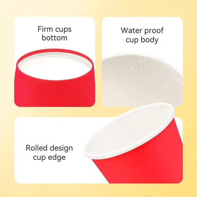 Alt view image 3 of 7 - 100 Pack 3oz Red Paper Cups, Mouthwash Cups, Bathroom Cups | Small Paper Cups, 3oz Disposable Cups, Ideal for Bathroom, Supermarket, Birthday Party, Picnic and BBQ