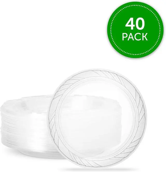 Alt view image 4 of 7 - PLASTICPRO 6'' inch Premium Crystal Clear Disposable Plastic Dessert Size Party Plate Pack of 40