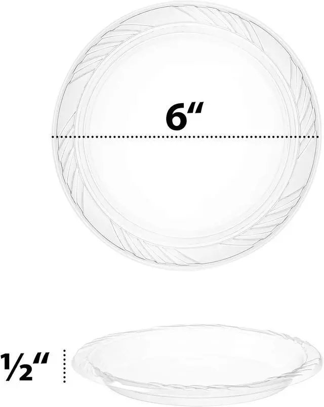 Alt view image 5 of 7 - PLASTICPRO 6'' inch Premium Crystal Clear Disposable Plastic Dessert Size Party Plate Pack of 40