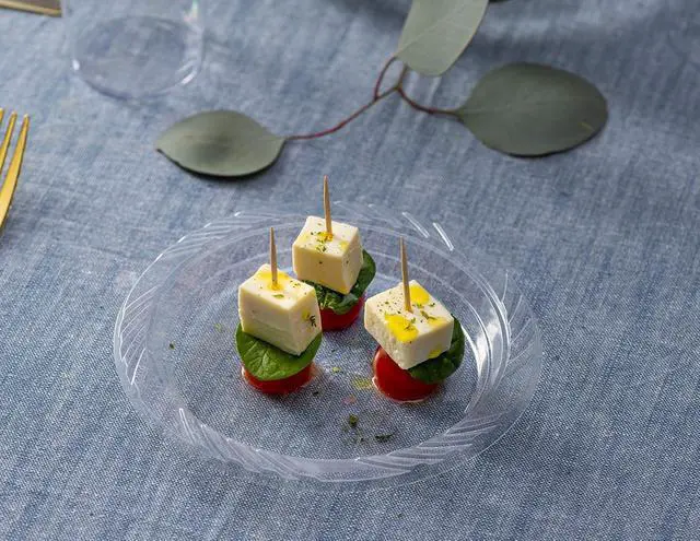 Alt view image 7 of 7 - PLASTICPRO 6'' inch Premium Crystal Clear Disposable Plastic Dessert Size Party Plate Pack of 40