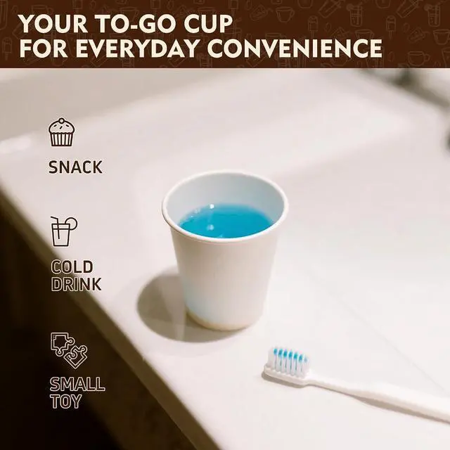 Alt view image 4 of 6 - YEEHAW 3 oz 100 Pack Small White Disposable Paper Cups | For Coffee/Bathroom/Mouthwash Use, Sturdy & Leak-Proof Paper, Bulk 100 Pack, Ideal For Hotels/Offices/Home