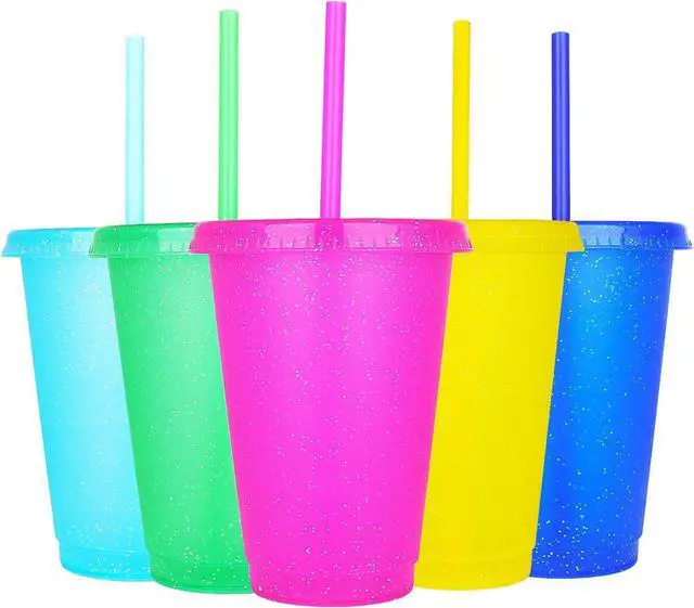 Main image of Suertestarry Tumbler with Straw and Lid,Water Bottle Iced Coffee Travel Mug Cup,Reusable Plastic Cups,Perfect for Parties,Birthdays,16oz-5 Pack