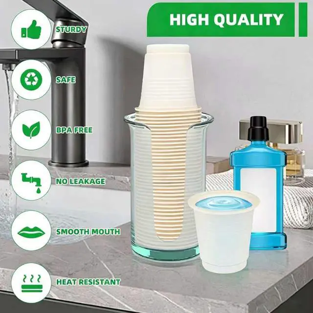 Alt view image 3 of 7 - 3 oz Plant Based Disposable Bathroom Mouthwash&Rinse Cups,100pcs Small Snack Cups for Kids,Mini Drinking Cups for Party,Office, Picnic, BBQ