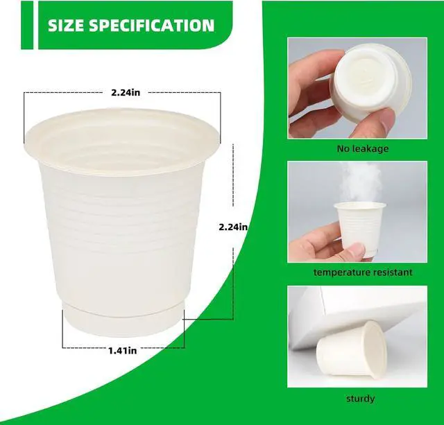 Alt view image 5 of 7 - 3 oz Plant Based Disposable Bathroom Mouthwash&Rinse Cups,100pcs Small Snack Cups for Kids,Mini Drinking Cups for Party,Office, Picnic, BBQ