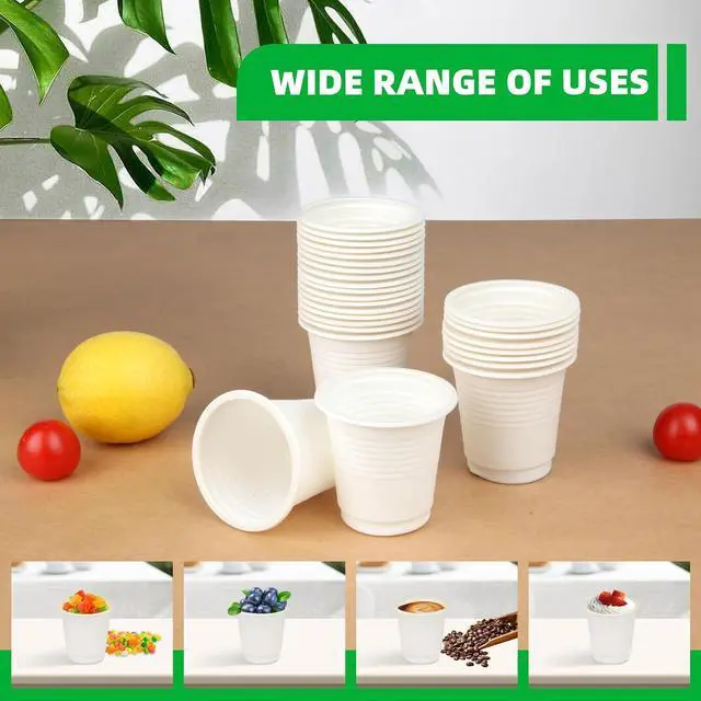 Alt view image 7 of 7 - 3 oz Plant Based Disposable Bathroom Mouthwash&Rinse Cups,100pcs Small Snack Cups for Kids,Mini Drinking Cups for Party,Office, Picnic, BBQ