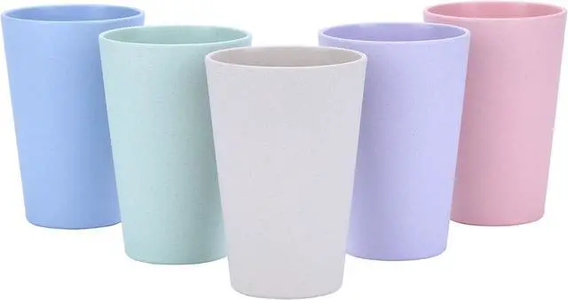 Main image of Wheat Straw Unbreakable Cup | 16 oz Reusable Water Drinking Glasses Sets of 5 | Lightweight Tumbler for Kitchen Outdoor | Dishwasher Safe, BPA Free and Eco friendly (16 oz, 5 Color_A)