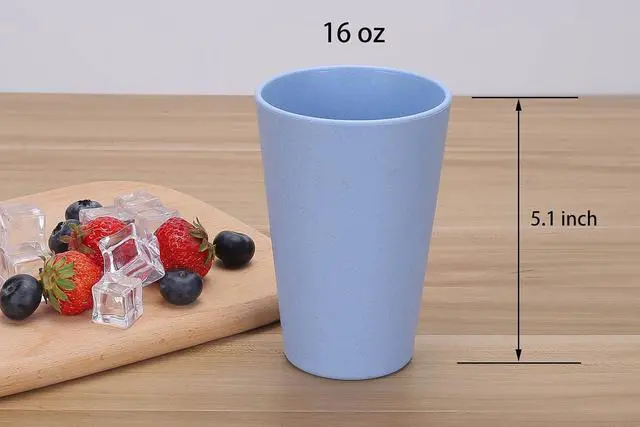 Alt view image 2 of 5 - Wheat Straw Unbreakable Cup | 16 oz Reusable Water Drinking Glasses Sets of 5 | Lightweight Tumbler for Kitchen Outdoor | Dishwasher Safe, BPA Free and Eco friendly (16 oz, 5 Color_A)