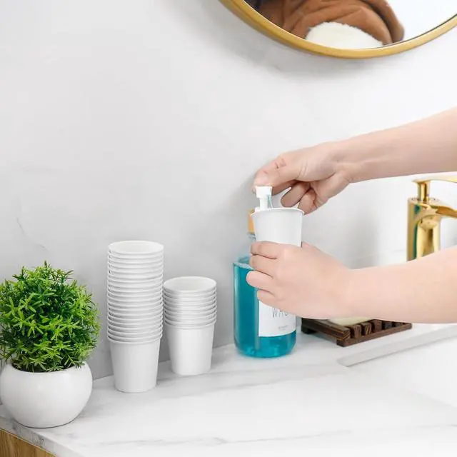 Alt view image 2 of 6 - VITVITI 30 PACK Bathroom Mouthwash Cups, Disposable 3.7 OZ Paper Cup, White | Small Coffee Paper Cup, for Mouth Wash/Hot Cold Beverages Liquid/Tea