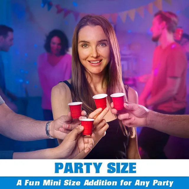 Alt view image 3 of 6 - GoBig 200 Pack 2 oz Plastic Shot Cups - Mini 2oz Party Cups, Red
