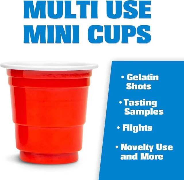 Alt view image 2 of 6 - GoBig 200 Pack 2 oz Plastic Shot Cups - Mini 2oz Party Cups, Red