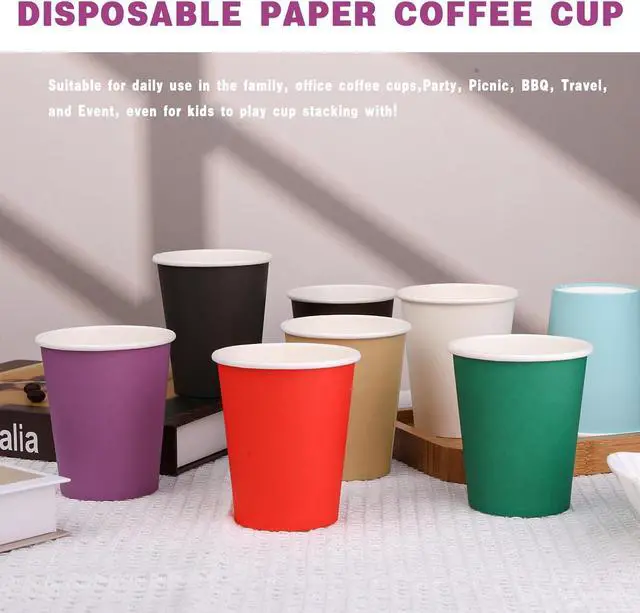 Alt view image 3 of 7 - Paper Cups 8 oz 25 Pack, Purple Paper Coffee Cups, Water Cups | 8 oz Coffee Cups for Hot or Cold Beverage Drinking for Party, Picnic, BBQ, Travel, and Event
