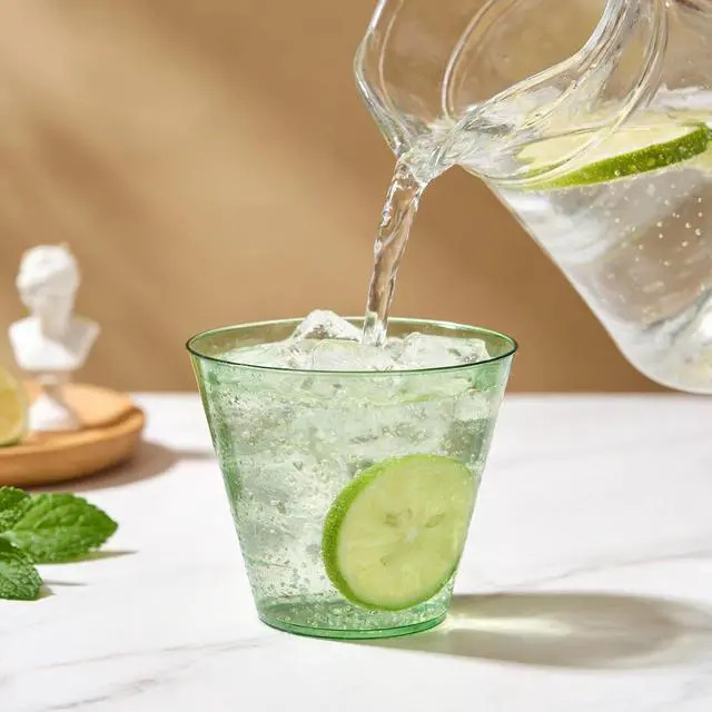 Alt view image 4 of 6 - N9R 50PCS Green Plastic Cups, 9 oz Disposable Clear Cocktail Party Cups | Fancy Wine & Margaret Glasses, Sage Green, BPA-Free, for Weddings, Birthday, World Cup and Gatherings