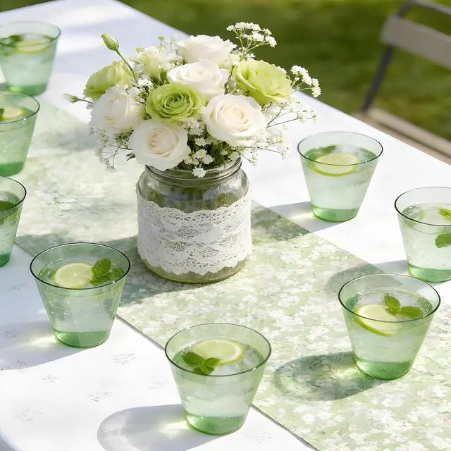 Alt view image 6 of 6 - N9R 50PCS Green Plastic Cups, 9 oz Disposable Clear Cocktail Party Cups | Fancy Wine & Margaret Glasses, Sage Green, BPA-Free, for Weddings, Birthday, World Cup and Gatherings