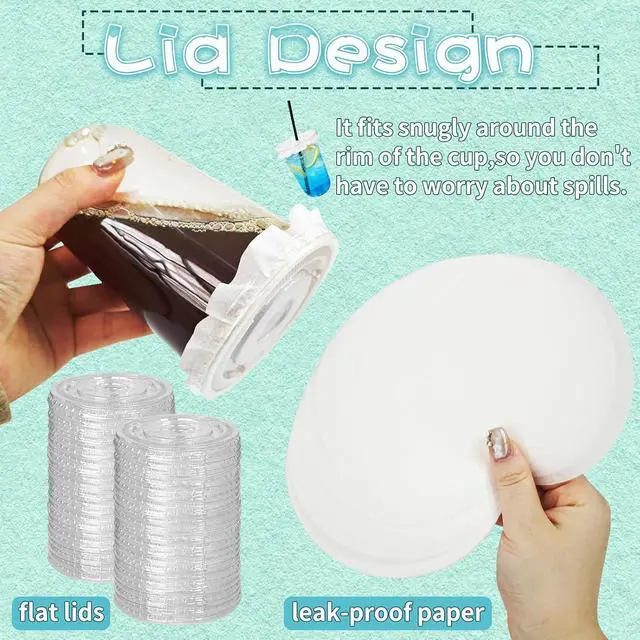 Alt view image 5 of 7 - Zddaoole 25 Pack Clear Plastic Cups with Lids and Straws,16 oz Disposable Iced Coffee Cups,PET Crystal Cups with Leak-proof paper for Cold Drinks,Juice,Smoothie