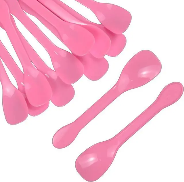 Main image of 50 Pieces Plastic Caviar Spoons, Small Disposable Dessert Spoons for Sampling, Tasting, Ice Cream Cup, Party Supplies (50, Pink)