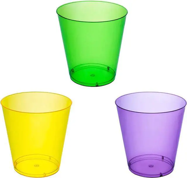 Main image of Party Essentials Hard Plastic Shot Glasses, 2-Ounce, Mardi Gras Mix, Box of 60
