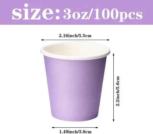 Alt view image 2 of 7 - 3 oz 100 Pack Disposable Mouthwash Cups Bathroom Paper Cups | Bathroom Cups Espresso Cups, Purple Cup for Snack, Bathroom Espresso Perfect for Home Office Condos Rvs Campers