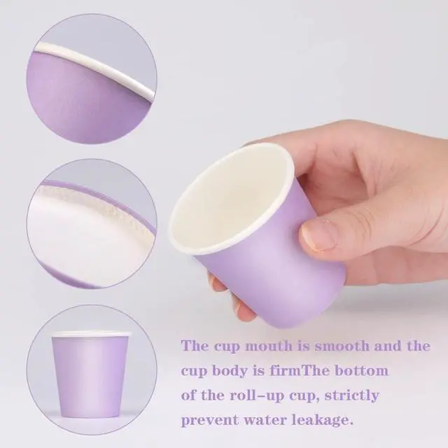 Alt view image 3 of 7 - 3 oz 100 Pack Disposable Mouthwash Cups Bathroom Paper Cups | Bathroom Cups Espresso Cups, Purple Cup for Snack, Bathroom Espresso Perfect for Home Office Condos Rvs Campers