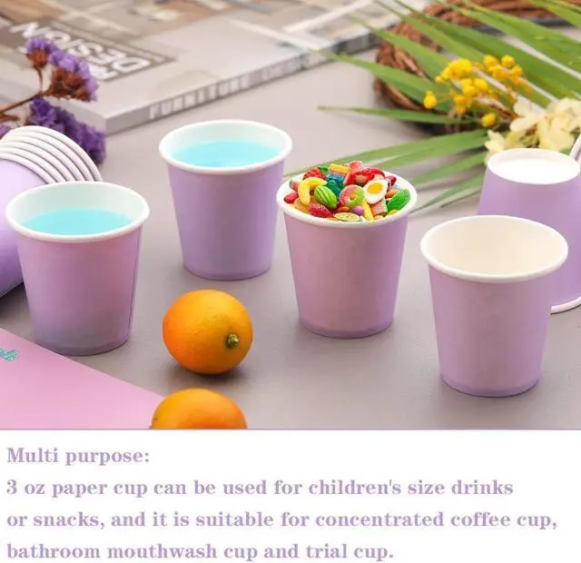 Alt view image 5 of 7 - 3 oz 100 Pack Disposable Mouthwash Cups Bathroom Paper Cups | Bathroom Cups Espresso Cups, Purple Cup for Snack, Bathroom Espresso Perfect for Home Office Condos Rvs Campers