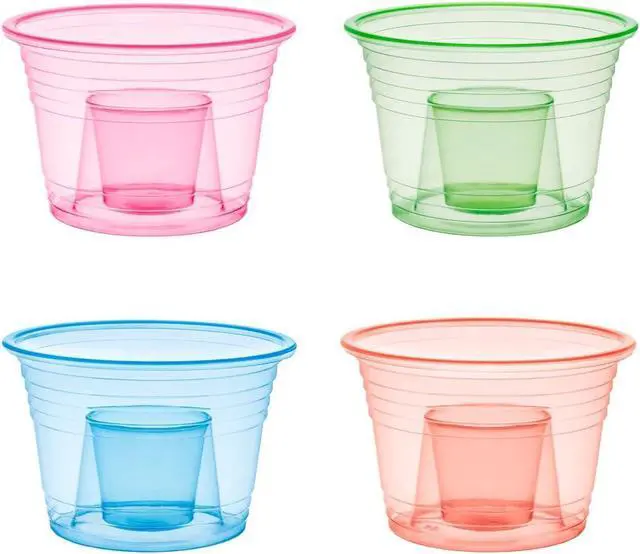 Main image of Party Essentials Soft Plastic Bomber Shot Cups, Jager Blaster Power Bombs Cups, 3 oz., 50-Count, Assorted Neon