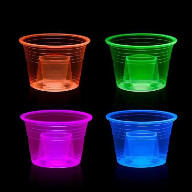 Alt view image 2 of 7 - Party Essentials Soft Plastic Bomber Shot Cups, Jager Blaster Power Bombs Cups, 3 oz., 50-Count, Assorted Neon