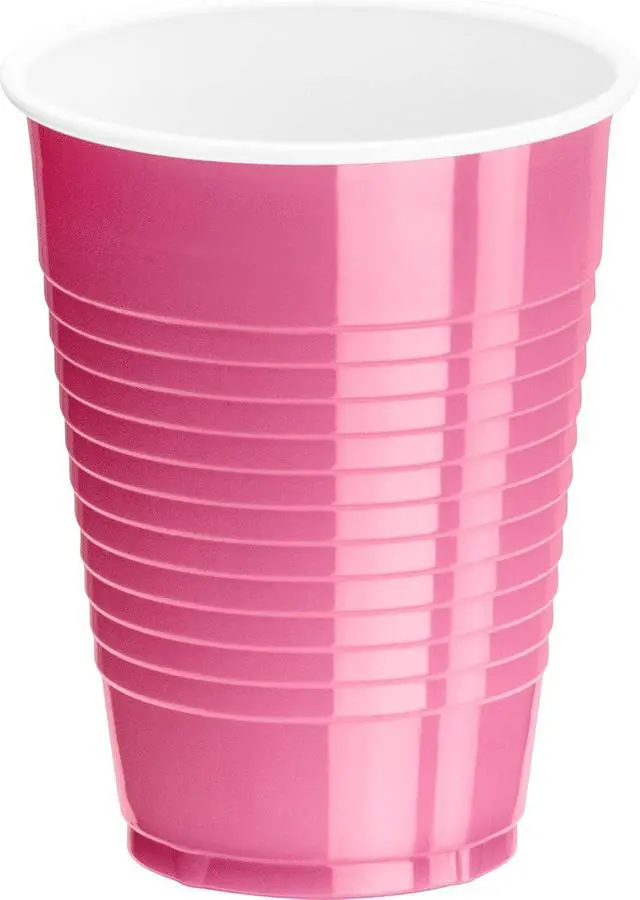 Alt view image 2 of 5 - DecorRack Pink 12 oz Plastic Cups, Disposable Party Supplies (20 Pack)