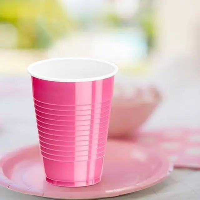 Alt view image 4 of 5 - DecorRack Pink 12 oz Plastic Cups, Disposable Party Supplies (20 Pack)