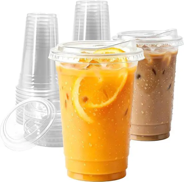 Main image of 16oz Clear Plastic Cups with Strawless Sip Lids, 25 Sets Disposable Iced Coffee Cups for Iced Coffee, Smoothie, Cold Drinks - Perfect for Party, Home & Office