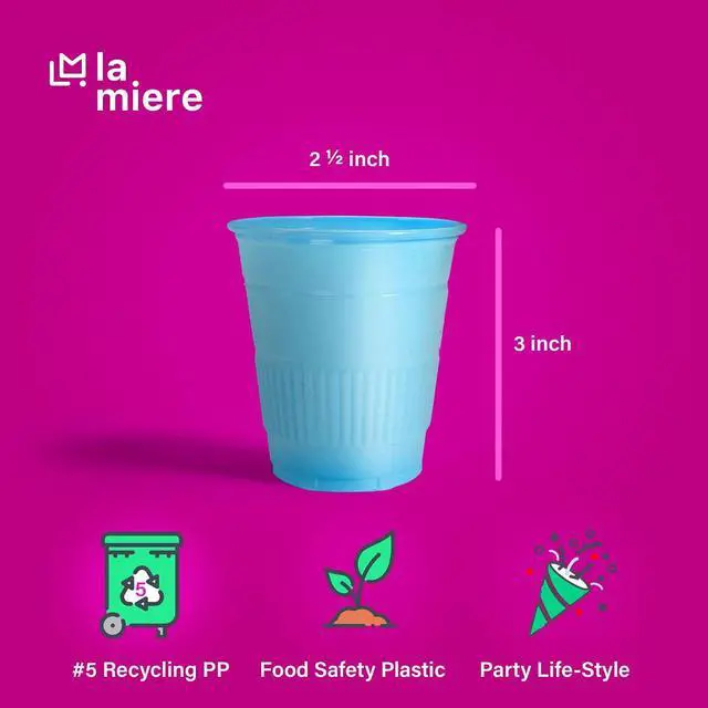 Alt view image 3 of 6 - LA MIERE 50 Pack 5 oz Plastic Cups, Reinforced Durability, BPA-Free, Smooth Rim for Bathroom, Travel & Small Household Use, Pink