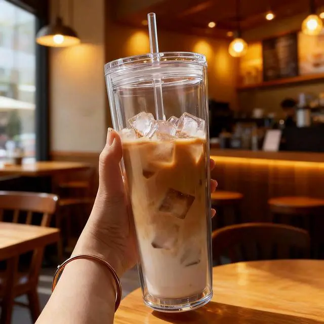 Alt view image 4 of 7 - 24oz Tumbler with Lid and Straw, Leak Proof and Double Wall Insulated Reusable Plastic Cups,Travel Reusable Iced Coffee Cup (1, Transparent Color)