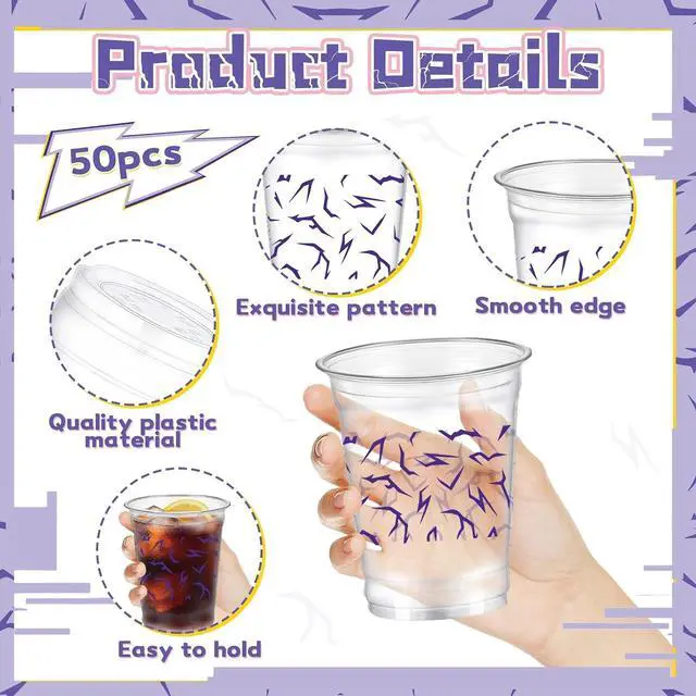 Alt view image 2 of 6 - 50Pcs Hunters Party Cups, 12 oz Hunters Party Decorations Disposable Clear Plastic Party Cups for Birthday Party Decor Supplies (Purple)