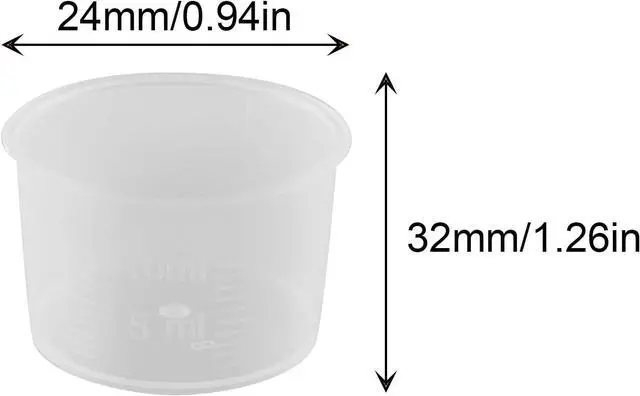 Alt view image 4 of 4 - Disposable Measuring Cup JCBIZ 50pcs 10ml Laboratory Test Cups with Scales Transparent Mixing Cup Plastic Liquid Measuring Cups