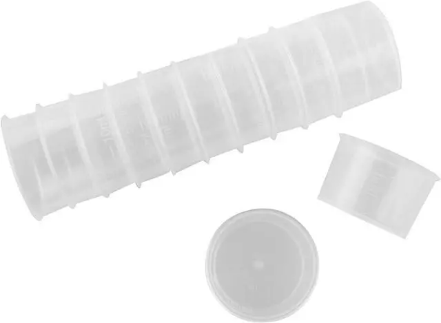 Alt view image 2 of 4 - Disposable Measuring Cup JCBIZ 50pcs 10ml Laboratory Test Cups with Scales Transparent Mixing Cup Plastic Liquid Measuring Cups