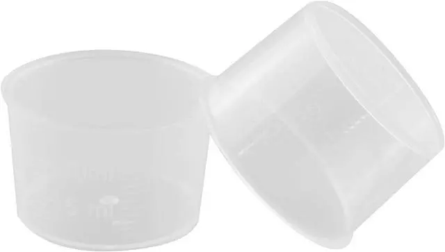 Alt view image 3 of 4 - Disposable Measuring Cup JCBIZ 50pcs 10ml Laboratory Test Cups with Scales Transparent Mixing Cup Plastic Liquid Measuring Cups
