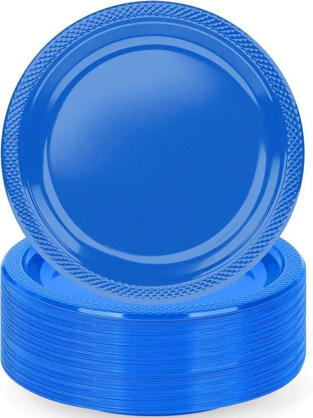 Main image of Dark Blue Plastic Plates for Party - 7 Inch -50 Count,Disposable Plastic Dessert Plates for Birthday,Graduation,Picnic,Father's Day