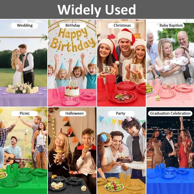 Alt view image 7 of 7 - Dark Blue Plastic Plates for Party - 7 Inch -50 Count,Disposable Plastic Dessert Plates for Birthday,Graduation,Picnic,Father's Day