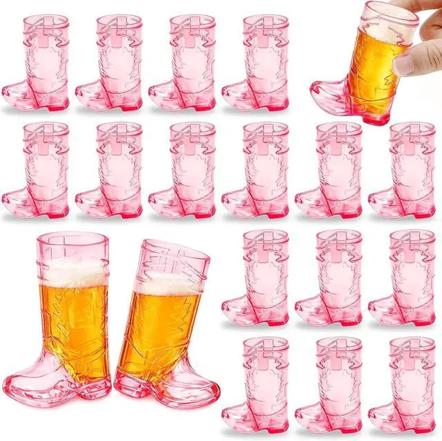 Main image of SHAOQINLIN Cowboy Boot Shot Glasses, 15 PCS 1 oz Mini Plastic Boot Cups | Hot Pink Boots Mugs Western Cowboy Cowgirl Theme Party Supplies
