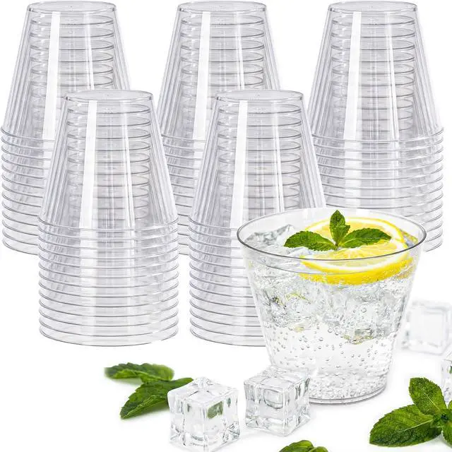 Main image of 50 Pack Plastic Cups 9oz Clear Plastic Cups | Fancy Disposable Cocktail Cup, Stemless Wine Glasses, For Party Wedding, Thanksgiving Christmas Graduation
