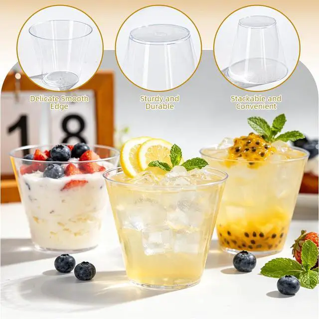 Alt view image 4 of 5 - 50 Pack Plastic Cups 9oz Clear Plastic Cups | Fancy Disposable Cocktail Cup, Stemless Wine Glasses, For Party Wedding, Thanksgiving Christmas Graduation