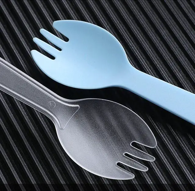 Alt view image 4 of 7 - 100 Pack Disposable Plastic Sporks Cutlery Set Small Tasting Spoons Mini Spoons Dessert Spoon Disposable Plastic Forks for Ice Cream Cake Jelly Pie Cheesecake Cupcakes Individually Wrapped
