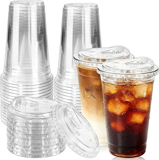 Main image of 30 Pack Clear Plastic Cups, 20 OZ Disposable Iced Coffee Cups | Strawless-Sip-Lids, To Go Cup with Sip Through Lids, For Cold Drinks, Juice, Milkshake, Wedding, Party, Holiday