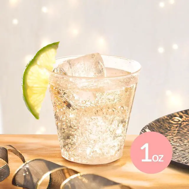 Alt view image 3 of 6 - Prestee Disposable Shot Glasses 1 oz - 100 Pack Clear Plastic Shot Glasses for Party, Mini Jello Shot Cups, Small Plastic Cups for Tastings, Condiments, Snacks, and Cocktail Sampling
