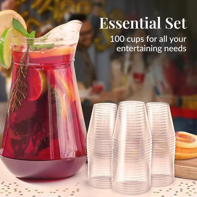 Alt view image 4 of 6 - Prestee Disposable Shot Glasses 1 oz - 100 Pack Clear Plastic Shot Glasses for Party, Mini Jello Shot Cups, Small Plastic Cups for Tastings, Condiments, Snacks, and Cocktail Sampling