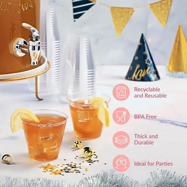 Alt view image 5 of 6 - Prestee Disposable Shot Glasses 1 oz - 100 Pack Clear Plastic Shot Glasses for Party, Mini Jello Shot Cups, Small Plastic Cups for Tastings, Condiments, Snacks, and Cocktail Sampling