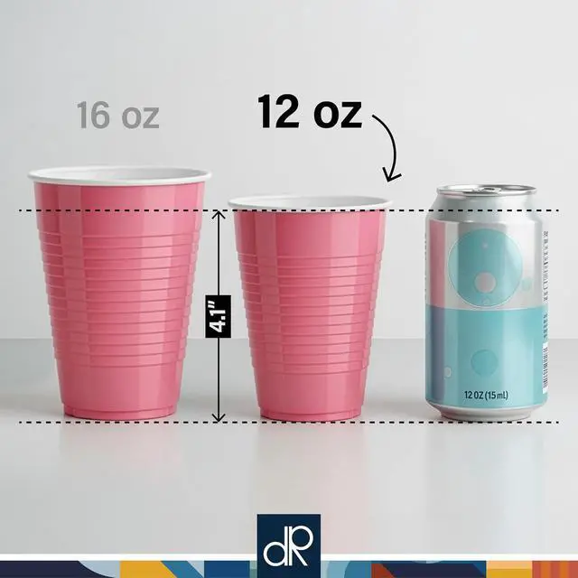 Alt view image 3 of 7 - DecorRack Light Pink Plastic Cups, 12 oz Disposable Cups, Reusable Party Supplies (40 Count)