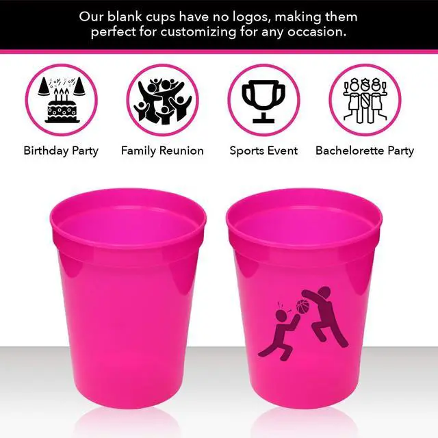 Alt view image 4 of 7 - Rolling Sands 16 oz. Reusable Plastic Stadium Cups, 8 Pack, Made in USA, BPA-Free Dishwasher Safe Tumblers, Rainbow