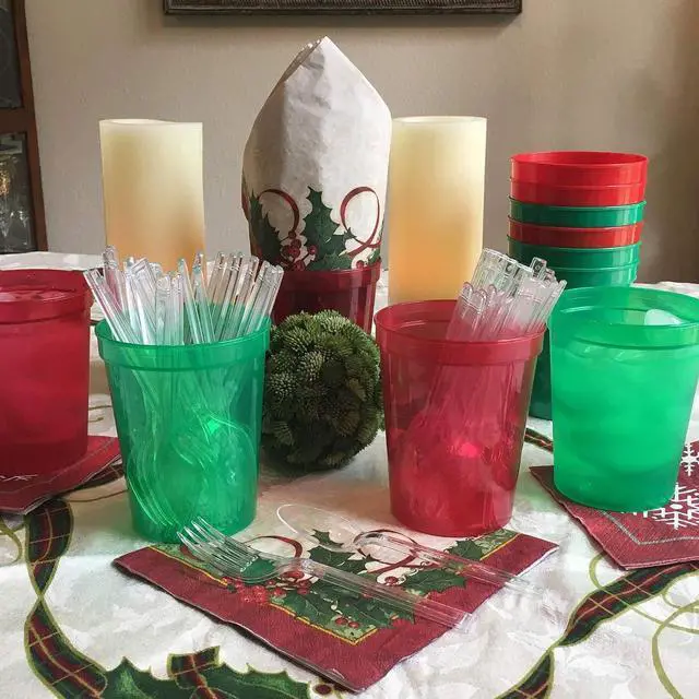 Alt view image 6 of 7 - Rolling Sands 16 oz. Reusable Plastic Stadium Cups, 8 Pack, Made in USA, BPA-Free Dishwasher Safe Tumblers, Rainbow